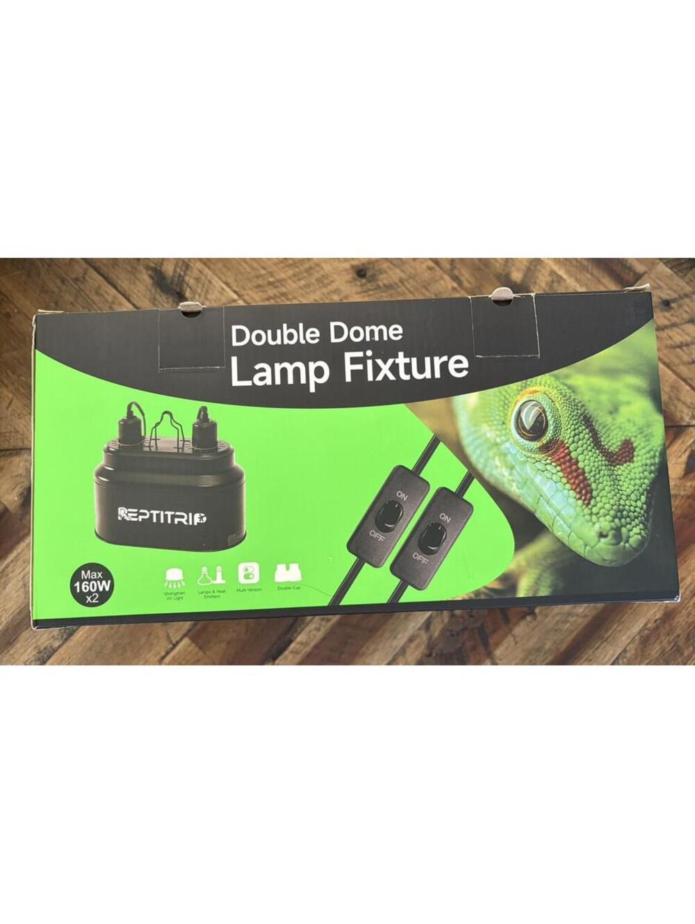 Dual Reptile Light Fixture with Switches, Heat Lamp ST, Black
